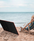 Two Pack Portable Folding Solar Panel Stand No Fixed Install Required Sturdy Lightweight Design at beach setup