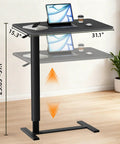 Adjustable Overbed Table With Wheels For Home Use, Extra Large 31.1 Inch By 15.3 Inch Bedside Tray Table in raised position
