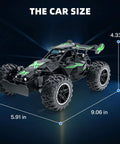 1 To 18 Scale Monster Dope RC Car For Kids Fast 20kmh Off Road Truck With Lights Durable ABS Chassis 40m Remote Range size dimensions