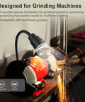 Hella Bright 5W Led Bench Grinder Work Light Fixture Upgrade illuminating two grinding machines for precision work