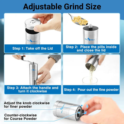 Steps to use Effortless Pill Crusher For Multiple Tablets Metal Grinder And Tablet Pulverizer No Fuss On The Go