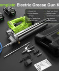 Electric Grease Gun Kit With Quick Release Coupler Battery Powered Two Batteries And Charger Heavy Duty