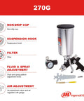 HVLP Gravity Feed Spray Gun With 33 Oz Cup, Non Drip Cup Design, Adjustable Air Flow And Pattern Knobs, Built In Regulator With Gauge