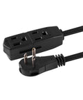 8 Ft 3 Outlet Flat Extension Cord With Grounded 3 Prong Plug Right Angle Flat Design 16 Gauge Power Strip UL Listed