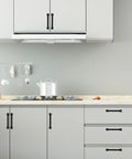 Matte Black Cabinet Pulls 5 Inch 128mm Set Of 10 Durable Alloy Kitchen Cabinet Handles on white cabinets in modern kitchen