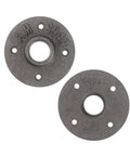 Two Pack Vintage Malleable Iron Floor Flange Set, Wall Mounted Threaded Fittings for Plumbing and Home Decor, Heavy Duty, Retro Style