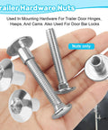 Rock Solid 5/16 Inch T55 Torx Domed Head Barrel Nuts Zinc Plated Steel 20 Pack Enclosed Cargo Trailer Door Fasteners in hand
