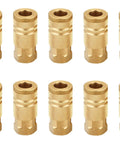 10-Pack of Brass Quarter Inch Female Industrial Air Coupler Set Quick Connector Fittings with NPT Female Threads