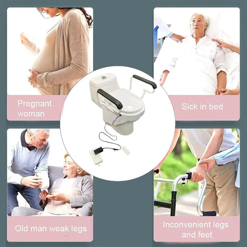 Electric Toilet Seat Booster Lifter For Seniors Adjustable 0 To 45 Degree Rise with lift assist and bidet features.