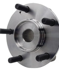 Front Wheel Bearing And Hub Assembly For Hyundai Kona featuring a silver hub with black studs and precision design details.
