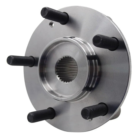 Front Wheel Bearing And Hub Assembly For Hyundai Kona featuring a silver hub with black studs and precision design details.