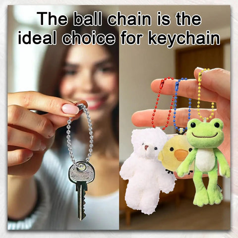100 Pieces 11.2 Cm Ball Bead Chain Keychain Links in Assorted Colors for DIY Jewelry Making Keychains Tags Mini CD Case Photo Card Holder Protectors and Light Duty Metal Bead Connectors, silver key ring with beads