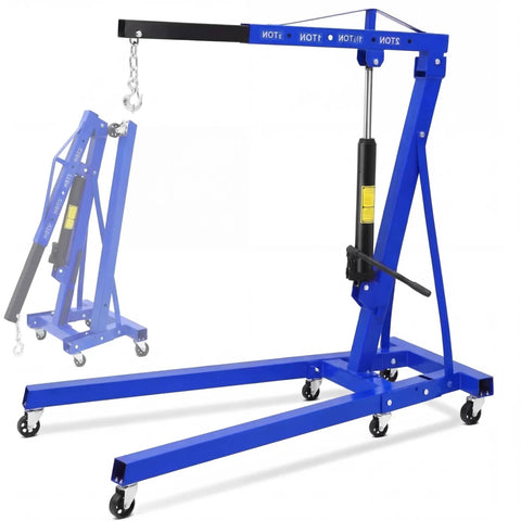 2 Ton Engine Hoist Foldable Cherry Picker For Auto Shop Heavy Duty Hydraulic Engine Lift Crane For Garage Work Portable 4400 Lb Capacity Automotive Crane