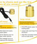 Comparison of small and large sensor types for underground water leak detector use.