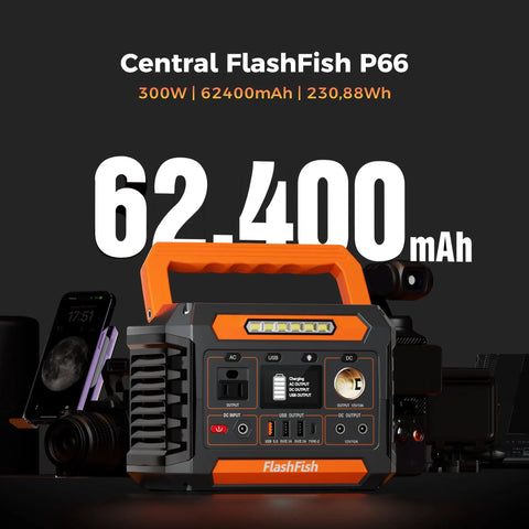 Portable Power Station 230Wh With 300W Continuous Power And 600W Peak, 110V AC Outlets, USB C And USB A, DC, LED Lighting