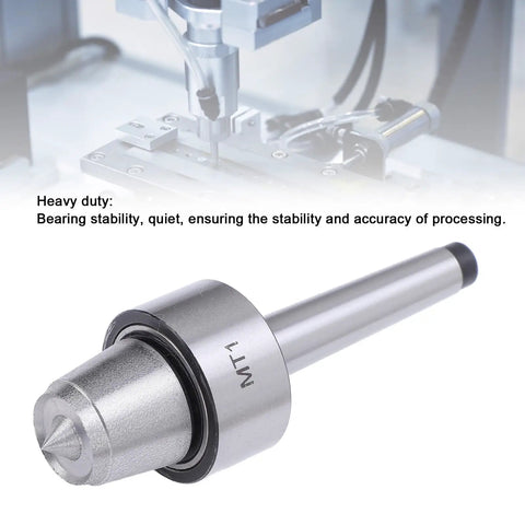 Pro Grade MT1 Wood Lathe Live Center Stainless Steel Long Spindle for CNC Turning Heavy Duty Tailstock Tool With Quiet Bearings Stable Performance for Pros and Hobby Woodworkers close-up