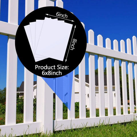 Easy Vinyl Siding Repair Kit Set 20 Patch Pieces 6 By 8 Inch Self Adhesive Vinyl Patches For Mobile Homes Skirting Fences And Walls Cover Holes And Blemishes Fast No Tools Needed With Peel Stick Trim With Scissors And Paint, size shown next to fence