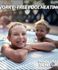 Children smiling in a pool representing safe heating with Replacement High Limit Switch 42001-0063S for Pool and Spa Heaters.