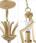 Gold Chandelier Pendant Light For Kitchen Island Dining And Living Room With Matte Gold Finish Mid Century Modern Open Frame Details