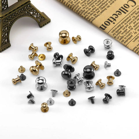 Badass Chicago Screws And Button Head Stud Rivets Sweet Top Tier Fasteners For Leathercraft DIY Crafts Featuring 50 Black Zinc Alloy Pieces.