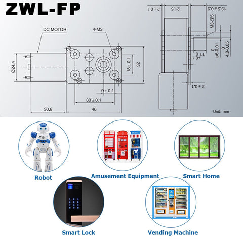 Diagram and uses of 5V Turbo Worm Geared Motor With Beefy Torque And All Metal Gears, Pure Copper Rotor, 6mm Shaft, Slow 0.5 RPM Reduction Gearbox For Precision Robotics And DIY Projects JSX5300-370