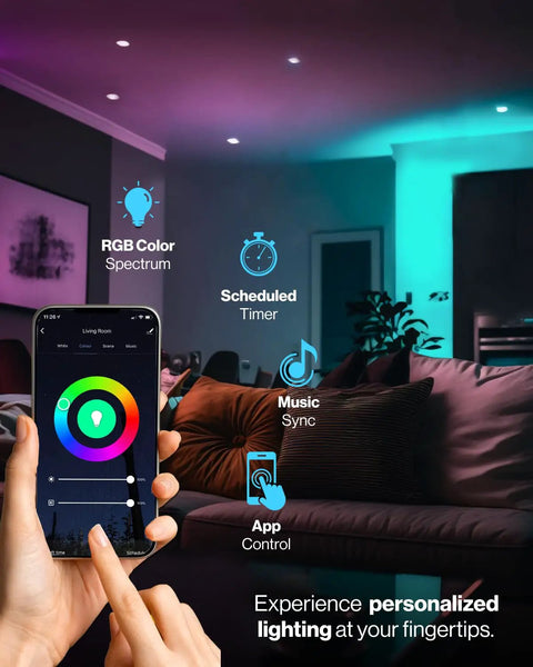 BR30 Smart Flood Light Bulb With Alexa And Google Assistant, Color Changing RGB and CW, WiFi LED Bulb 8W, living room lighting