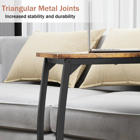 Triangular metal joints on Set Of 2 C Shaped End Tables For Couch With Curved Legs Space Saving Under Sofa Side Tables