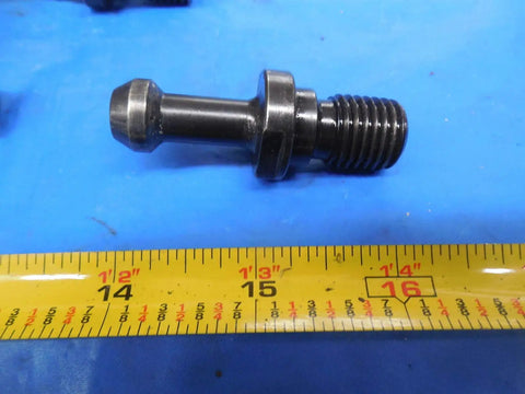 Heavy Duty Cat40 Mas1 Retention Knobs With Coolant Thru 10 Piece Pull Studs Kit visible side view on measuring tape.