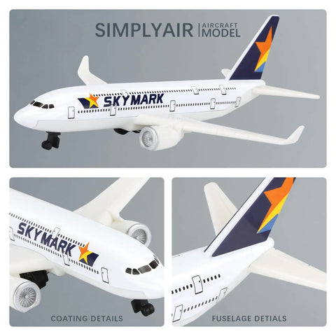 Skymark 1 By 400 Airplane Model Kit For Display, Alloy Body With Plastic Base, No Assembly Required, 5.6 Inch Length, 5 Inch Wingspan.