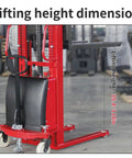 Rock Solid Electric Pallet Stacker With 3300 Lbs Load Capacity And 118 Inch Max Lift Height showing lifting height dimensions from 35.4 to 118 inches.