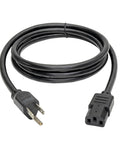 Heavy Duty 6 Foot 15 Amp Computer Power Cord 14 AWG 5To15P To IEC C13 For PC Monitor Laptop And More UL Listed Replacement 3 Prong AC Cable Built Tough And Ready For Home Office Gaming Gear, black cord coiled with plug ends