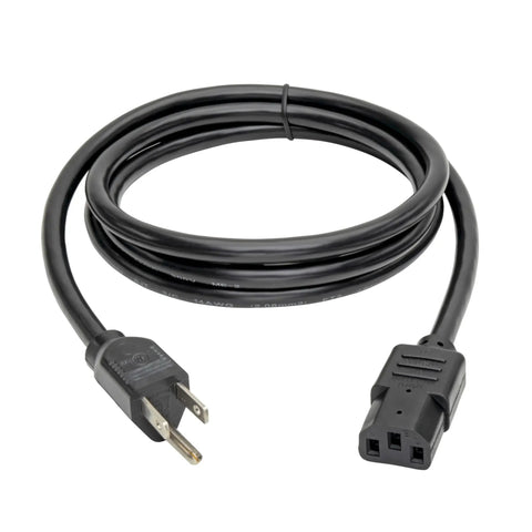 Heavy Duty 6 Foot 15 Amp Computer Power Cord 14 AWG 5To15P To IEC C13 For PC Monitor Laptop And More UL Listed Replacement 3 Prong AC Cable Built Tough And Ready For Home Office Gaming Gear, black cord coiled with plug ends
