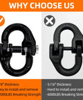 Half Inch Hammerlock Coupling Link With Two RPins Safety Chain Connector comparison showing differences in thickness and strength