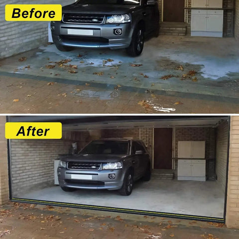 Before and after using Universal Garage Door Threshold Seal Strip Kit 12 Ft Bottom Weather Stripping Rubber Replacement