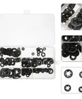 260 Piece Manganese Steel Flower Shaped Lock Washers Push On Locking Clips Assortment Kit in box compartments