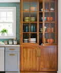 Kitchen with wooden cabinets showcasing Two Pack Antique Brass Cabinet Pulls With Backplates Vintage Drawer Handles zinc alloy hardware.