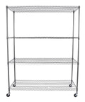 Heavy Duty 4 Tier Wire Shelving Rack Smooth Operator Design Adjusts in Seconds Rolls Like a Dream on Locking Casters, sturdy wire shelving.