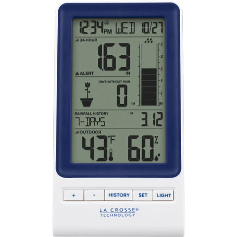 All-In-One Wireless Rain Gauge Weather Station With Indoor Outdoor Temperature And Humidity, Rainfall Tracking and History Readings display