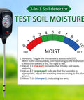 3 In 1 Soil Tester Kit For Moisture Fertility And PH Readouts No Guesswork showing moisture scale and meter display