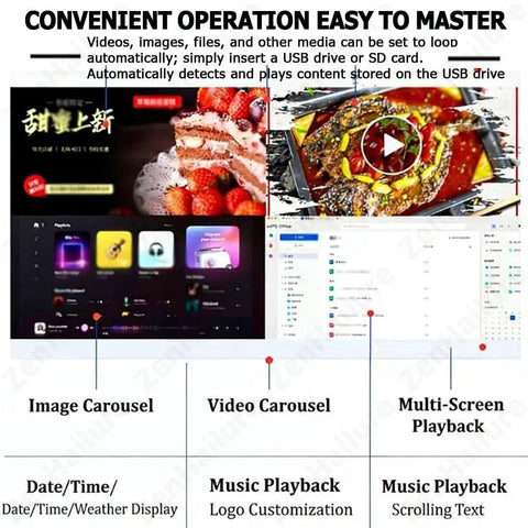24 Inch Wall Mounted Advertising Display Screen With Full HD IPS LCD Monitor And 1080P 4K Digital Signage Board showcasing media playback features.