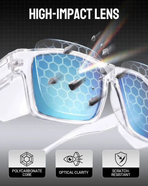 Tough As Nails Wraparound Safety Sunglasses Featuring Detachable Side Shields Impact Resistant Tinted Lenses with high-impact lens design.