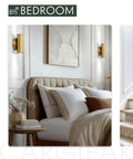 Bedroom with modern brass gold 2 light up and down wall sconce on both sides of bed, durable metal wall lamp with anti-corrosion finish