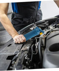 Mechanic using Portable 80cc Grease Gun With Precision Nozzle For Excavators, Cars, And Industrial Equipment in car engine bay