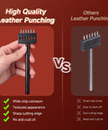 Comparison of Pro Grade 3 Piece Prong Punch Tool Set for leather crafting versus other leather punching tool, highlighting features.
