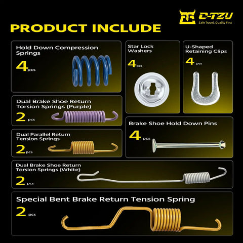 Heavy Duty Rear Parking Brake Hardware Kit For Toyota Tacoma 2005 To 2023 Fits All Engines With Rust Proof Steel Parts And 18k1776 Replacement Specs To Get Your Truck Back In Top Gun Shape, brake springs and clips