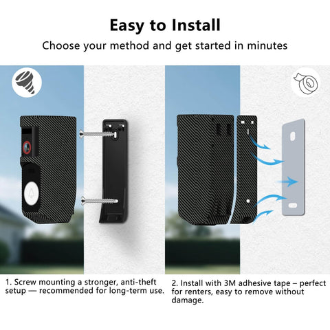 Installation methods for Wireless Video Doorbell With Chime And HD Camera, Long Battery Life, 92 Degree Wide View And Pan, AI Motion Detection