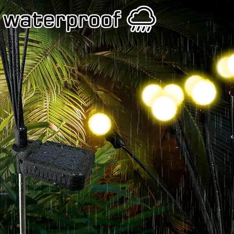 Solar Powered Firefly Lights Outdoor 10 Pack Waterproof Garden Pathway Lights With Swaying Stems Warm White LEDs Dusk To Dawn