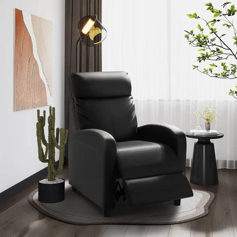 Comfy Leather Recliner Chair with Lumbar Support for Home Theater and Living Room, Adjustable 90 to 180 Degree Recline