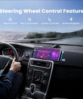 Driver using Portable Wireless CarPlay Screen For CarPlay And Android Auto, 9.26 Inch Touch Display with steering wheel control