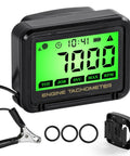 Digital Tachometer With RPM Alarm And Hour Meter, The Go-To Compact Small Engine Gauge For Snowmobiles, Motorbikes, Go Karts, Lawn Mowers And More, Wireless Sensing At 3cm To 5cm, Clock, Battery Memory, Auto Sleep And Reset displayed with accessories